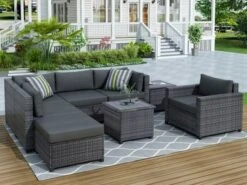 8 PCS Patio Outdoor Rattan Sectional Sofa Set Seating Group With Cushions-ModernLuxe
