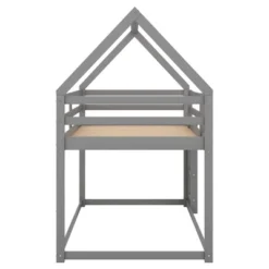Twin Over Twin House Shaped Bunk Bed With Ladder And Guardrail-ModernLuxe -ModernLuxe GUEST f9c52e77 7620 4ee9 b4b5 c634c209dd61