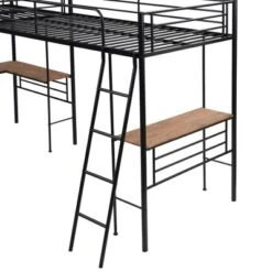 Metal Twin Size Loft Bed With Two Built-in Desks, Black - ModernLuxe 22 Metal Twin Size Loft Bed With Two Built-in Desks, Black - ModernLuxe -ModernLuxe GUEST fa00b52a 6bfe 469d ae39 34ad89204383