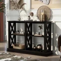 Accent Console Table With 3-Tier Open Storage Spaces-ModernLuxe -ModernLuxe GUEST fa13b47f b9e1 43fe 9bea 25d76ff3911d