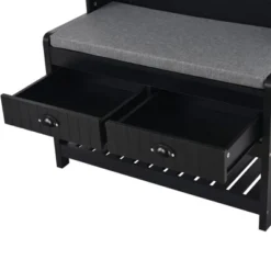 33.5" 3-in-1 Design Hall Tree With 4 Hooks, Coat Hanger And Entryway Storage Bench - ModernLuxe -ModernLuxe GUEST fa8cb650 8347 4465 8489 58287faf734c