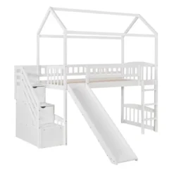 Twin Size House Shape Loft Bed With Two Drawers And Slide - ModernLuxe -ModernLuxe GUEST fac698c3 d2c1 4b94 9b20 1af54f6518d7