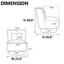 20.6" Modern Comfortable 360 Degree Swivel Accent Chair - ModernLuxe -ModernLuxe GUEST facf3c74 2ac9 4629 aa24 54f083ea7acf