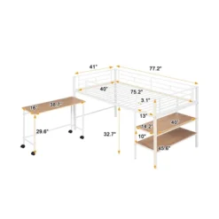 Twin Size Metal Loft Bed With Desk And Shelves - ModernLuxe -ModernLuxe GUEST fb1e06dc dde8 42cb 8a5d 6da996479bf5