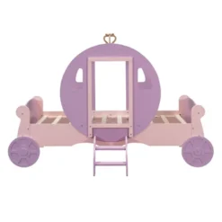 Twin Size Princess Carriage Bed With Crown, Wood Platform Car Bed With Stair-ModernLuxe -ModernLuxe GUEST fca438f5 e928 40ec 9835 4b959ff11cb7