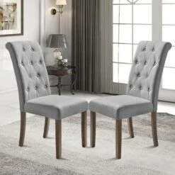 Set Of 2 Aristocratic Solid Wood Tufted Dining Chair-ModernLuxe -ModernLuxe GUEST fccedb02 55ea 4daf 8e6f fc446c8ed88b
