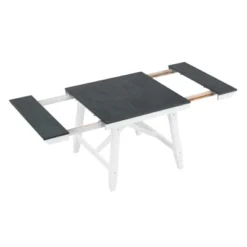 6 PCS Classic Wood Extendable Dining Table Set, Rectangular Table With 4 Upholstered Chairs & Bench, Gray+White-ModernLuxe -ModernLuxe GUEST fcd5dfe1 371e 4596 b288 36bf9ee0bae1