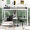 Convertible Loft Bed With L Shaped Desk, Shelf And Ladder, White - ModernLuxe 2 Convertible Loft Bed With L Shaped Desk, Shelf And Ladder, White - ModernLuxe -ModernLuxe GUEST fd01a76c b154 4962 a496 9f7cdd84ba48