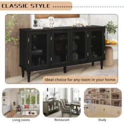 60" Generous Storage Sideboard With Faux Rattan Door - ModernLuxe -ModernLuxe GUEST fd442cec 6593 41c4 9287 93686c6280ba