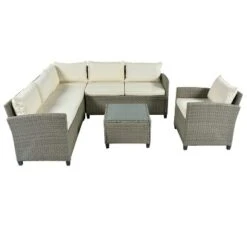 5-Piece Outdoor Conversation Set With Coffee Table, Cushions And Single Chair-ModernLuxe -ModernLuxe GUEST fd8087e8 0a24 4482 86f7 fef0a54a18e2
