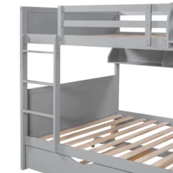 Separable Full-Over-Full Bunk Bed With Twin Size Trundle And Bookshelf - ModernLuxe -ModernLuxe GUEST fd94fbef 706d 4b7b 866c 15b418fc23e7