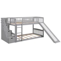 Stairway Twin Over Twin Bunk Bed With Two Drawers And Slide-ModernLuxe 24 Stairway Twin Over Twin Bunk Bed With Two Drawers And Slide-ModernLuxe -ModernLuxe GUEST fda8d627 1b49 4f40 b995 fc1cf02e64d0