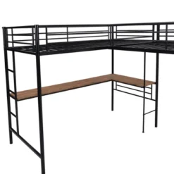 Metal Twin Size Loft Bed With Two Built-in Desks, Black - ModernLuxe 23 Metal Twin Size Loft Bed With Two Built-in Desks, Black - ModernLuxe -ModernLuxe GUEST fdb53b35 fd51 4da3 82ed 7e8a408cd402