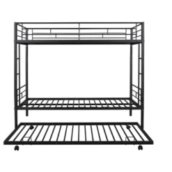Twin Over Twin Metal Bunk Bed With Trundle Bed And Ladders-ModernLuxe -ModernLuxe GUEST fe20ae3c 189d 49c5 9bbe 76b7b29836f5