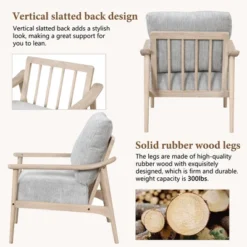 Retro Accent Chair With Solid Wood Frame And Vertical Slatted Back-ModernLuxe -ModernLuxe GUEST fe38a98f e51d 4f82 ab3e f7f66a49b1ea