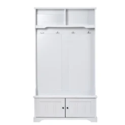 3-in-1 Design Hall Tree Entryway Bench With Shelves Cabinet And Four Hooks-ModernLuxe -ModernLuxe GUEST fe5fb6cb d730 48cb 8e7e 66e4a3e94a36