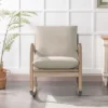 Solid Wood Rocking Chair Upholstered In Linen Fabric, Beige - ModernLuxe -ModernLuxe GUEST ff4e0706 52d6 4e78 aaac e07bc37fcb91