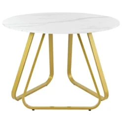 5 PCS Round Dining Table Set With Faux Marble Dining Table And Metal Legs, White-ModernLuxe -ModernLuxe GUEST ffac983b 5d17 43de 91a6 54567ba80479